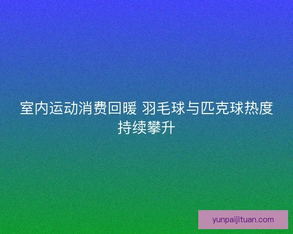 室内运动消费回暖 羽毛球与匹克球热度持续攀升
